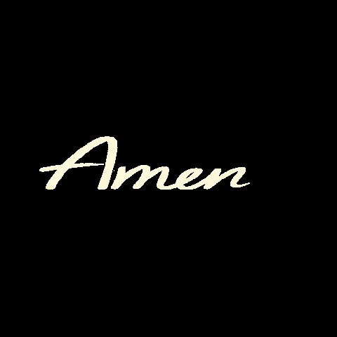 Text gif. The word "Amen" in white font against a black background is emphasized by a blinking white exclamation point. 