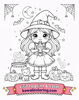 Halloween Witch GIF by KawaiiColoring
