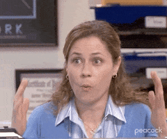 The Office gif. Jenna Fischer as Pam holds her palms up as her eyes go wide and she says, "Wow!"