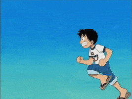 Anime gif. A boy runs with all his might, gaining little ground.