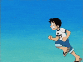 Anime gif. A boy runs with all his might, gaining little ground.