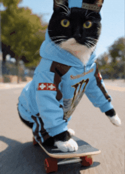 Monty Skateboard Cat GIF