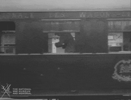 NationalWWIMuseum black and white goodbye train military GIF