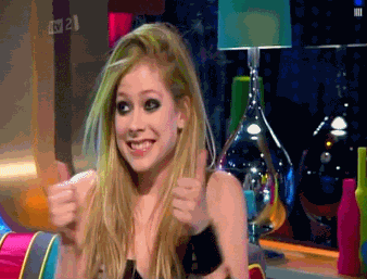  excited avril lavigne thumbs up big smile GIF
