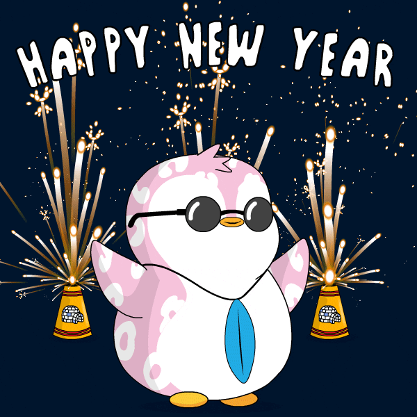 Happy New Year Penguin GIF by Pudgy Penguins by pudgypenguins