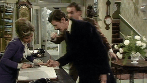 surprise fawltytowers GIF by britbox