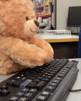 teddy bear typing GIF by Build-A-Bear Workshop