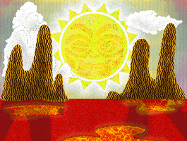 ratelfetal illustration psychedelic sun clouds GIF