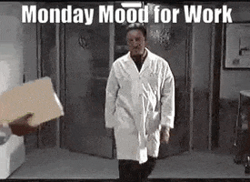 TV gif. From Scrubs, Kevin Jenkins as Dr. Bob Kelso storms onto a hospital floor very upset and each person he passes by gets either decked in the face, elbowed, kicked, headbutted, or shoved. Nobody is left standing except the livid doctor and the entire floor is in disarray. Text, "Monday mood for work."