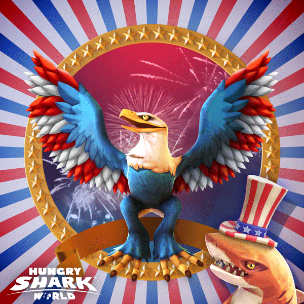 hungry-shark shark american independence day eagle GIF