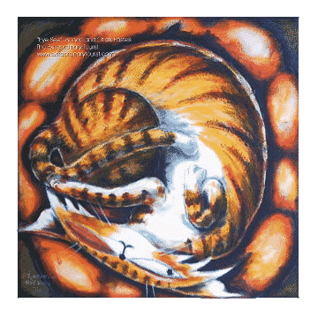 etourist art cat sleep circle Sticker