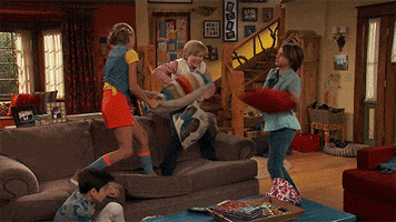 nicky ricky dicky and dawn pillow fight GIF by Nickelodeon