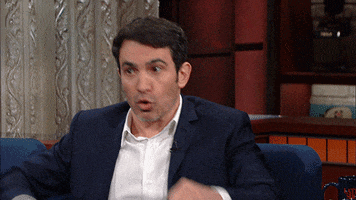 Celebrity gif. Chris Messina throws his hands up in an exploding motion, as if to say, “mind blown.”