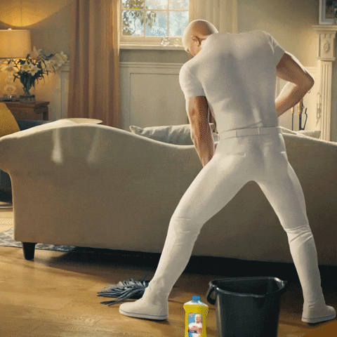 deal with insomnia: man cleaning floor
