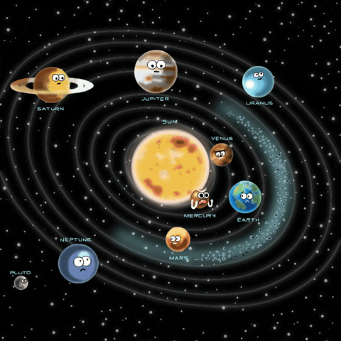 planets revolving around the sun gif