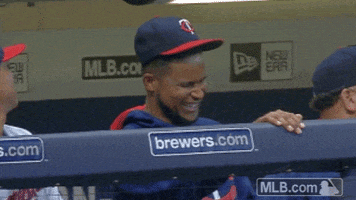 ervin santana laughing GIF by MLB