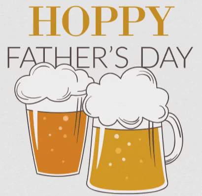 Gif přání ke Dni otců s dvěma bublajícími pivy a nápisem Hoppy father´s day.