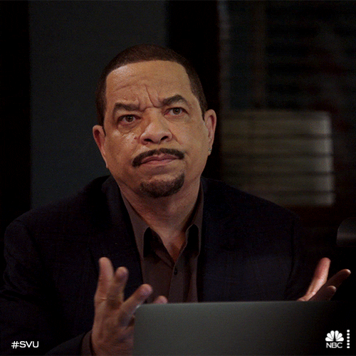 TV gif. Ice T as Fin Tutuola on Law and Order SVU sitting up and opening his hands in a gesture that says "I don't know."