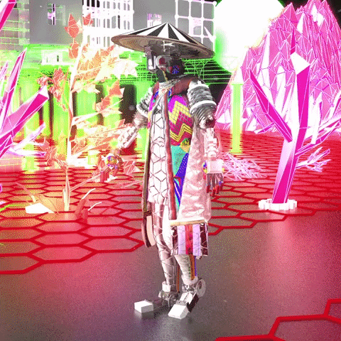 Santi_OFF 3d trippy neon robot GIF