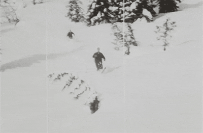 two skiiers going down a slope