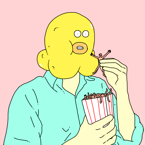 eating popcorn