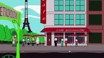 paris group at a restaurant GIF by South Park 