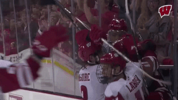 Happy College Hockey GIF by Wisconsin Badgers