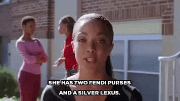 mean girls she has two fendi purses and a silver lexus GIF