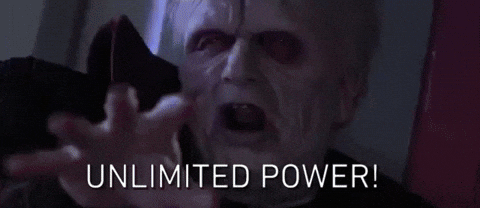 Palpine unleashes his full power.