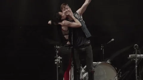 matt and kim crotch grab GIF by GOVBALL NYC