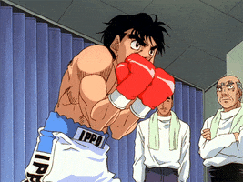 funnyginsan anime boxing dodge dressing room GIF
