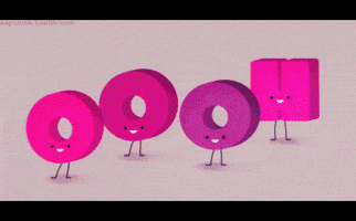 Text gif. All the letters have cute smiley faces and stick legs. They bounce side to side as they spell, “oooh yeah.”