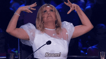 Reality TV gif. Mary Murphy emphatically says "Boom!" while gesturing with both hands from her judge's seat on So You Think You Can Dance. Text, "Boom!"