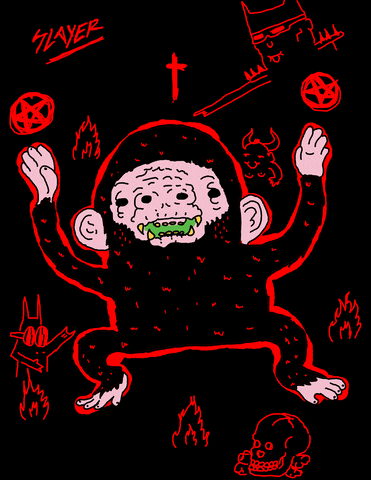 ppkmkzztt illustration monkey satan black metal GIF