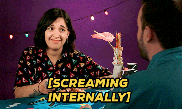 Screaming Internally First Date GIF by Originals - Find & Share on GIPHY