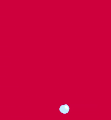 Text gif. Blue bubble letters pop onto a red background. Text, "OK!"