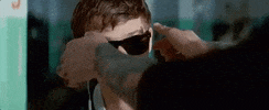 babydrivermovie sunglasses ansel elgort baby driver taking off GIF