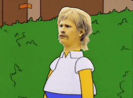 Simpsons gif. Tom DeLonge's face has been edited onto Homer's face as he merges into the hedge behind him. 