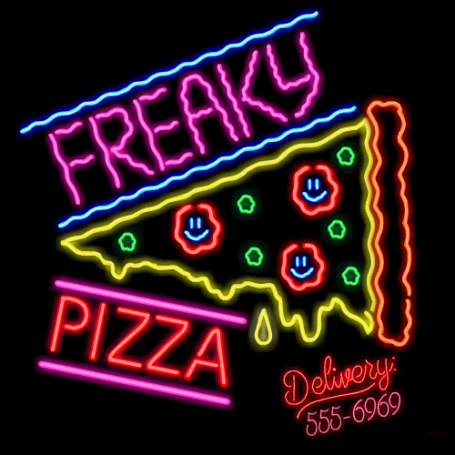 Neon Lights Pizza GIF by Josh Freydkis