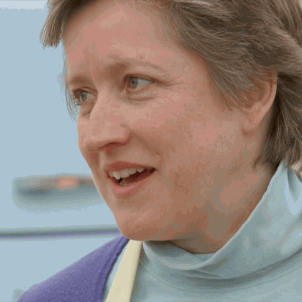 Reality TV gif. Contestant on Great British Bakeoff hears good news and she excitedly says, "Oh really!" before tilting her head back and taking a deep breath.