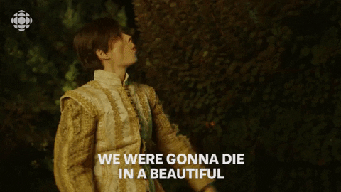 Gif of a man in period dress saying "we were gonna die in a beautiful double suicide, that's what you're missing out on"