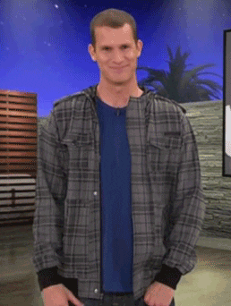 TV gif. Smiling Daniel Tosh from Tosh O gives a sarcastically enthusiastic thumbs up.