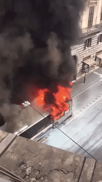 Roman Transit Bus Destroyed by Flames