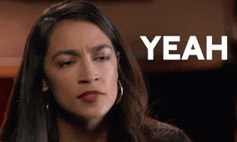 Politics gif. Alexandria Ocasio-Cortez nods seriously in an interview, saying, "Yeah. Yeah. No question."