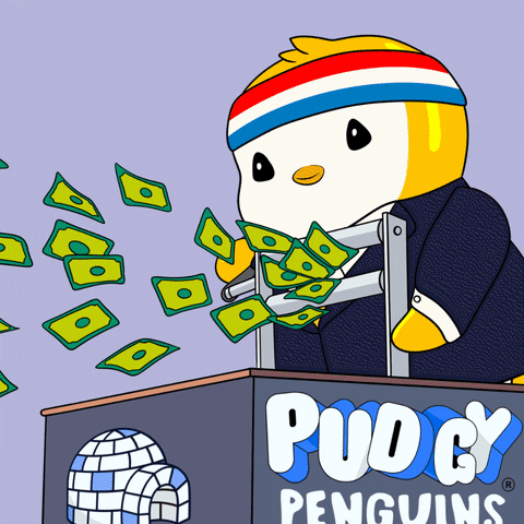 Happy Make It Rain GIF by Pudgy Penguins