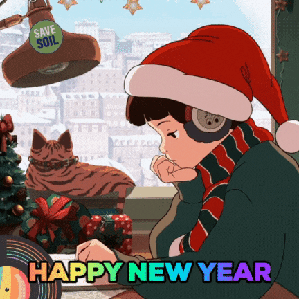 Happy New Year Cat GIF by Save Soil