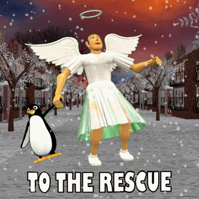 To The Rescue Flying Penguin GIF