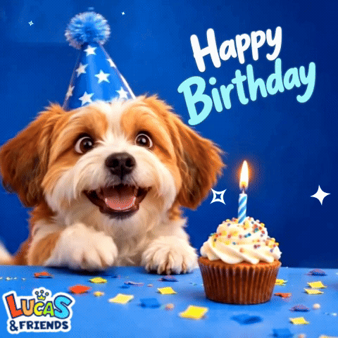 Happy Birthday Dog GIF by Lucas and Friends by RV AppStudios
