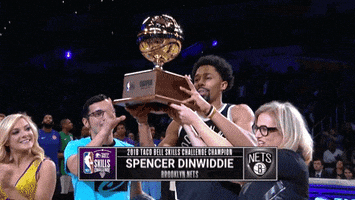 spencer dinwiddie trophy GIF by NBA