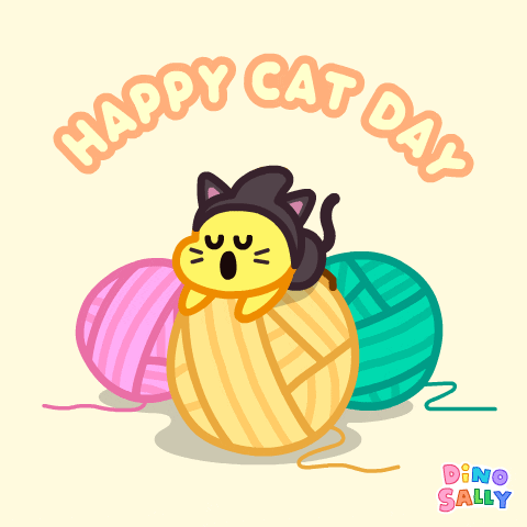 Happy International Cat Day GIF by DINOSALLY